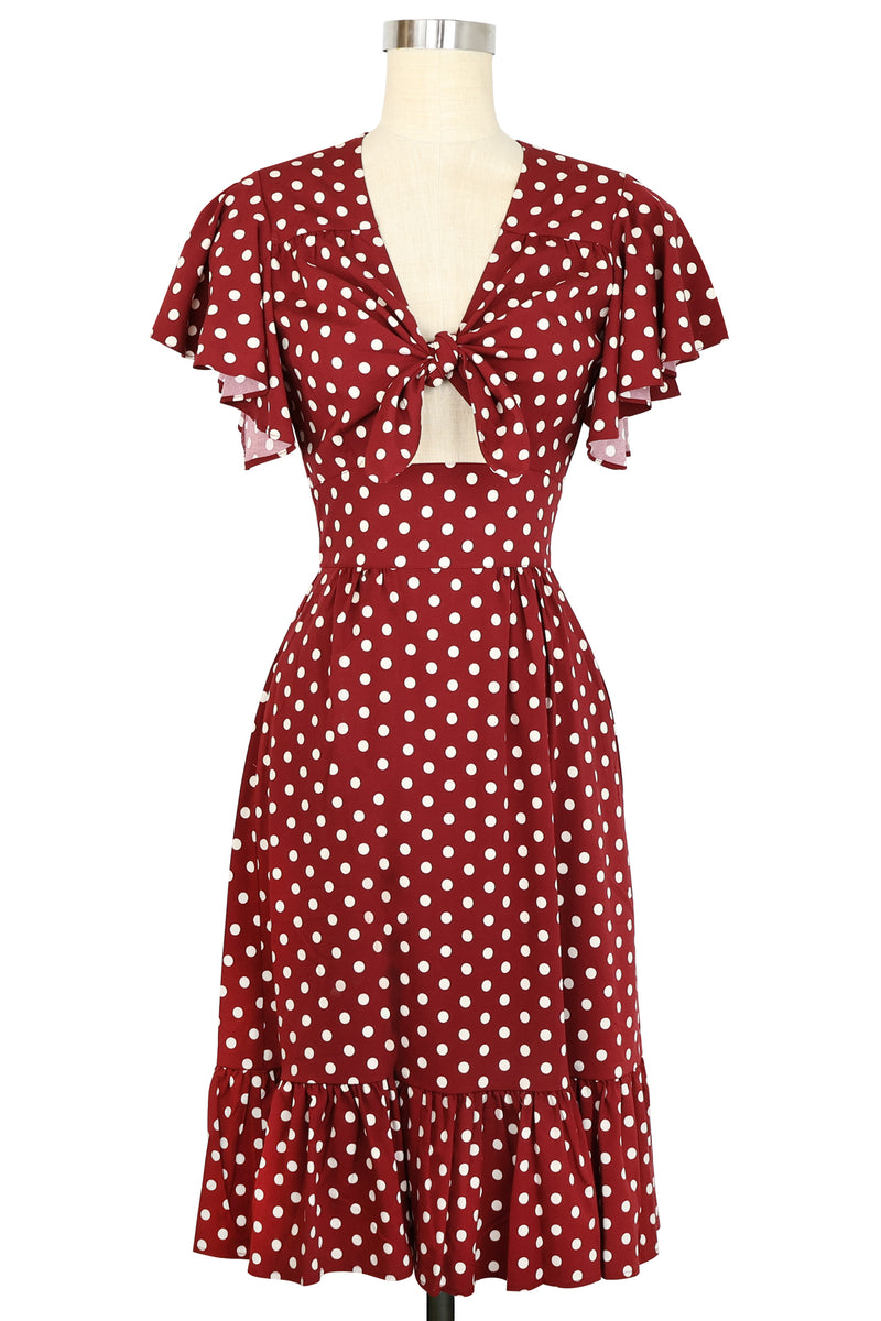 Mai Tie Dress - Dubonnet Dots