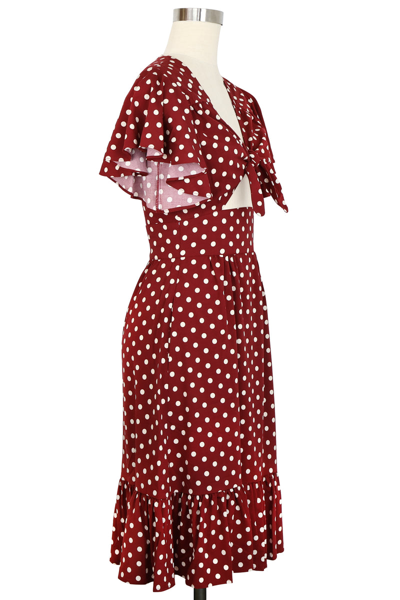 Mai Tie Dress - Dubonnet Dots