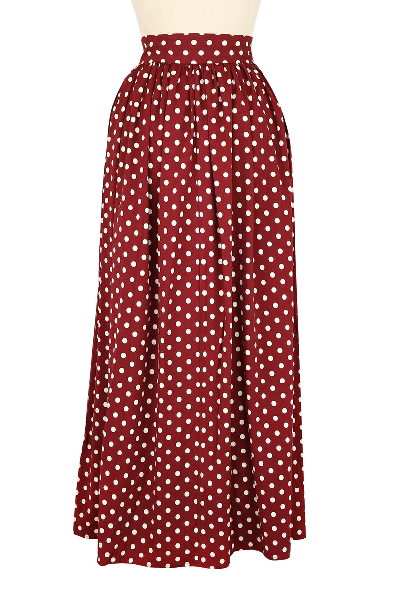 Midi Gathered Skirt - Dubonnet Dots