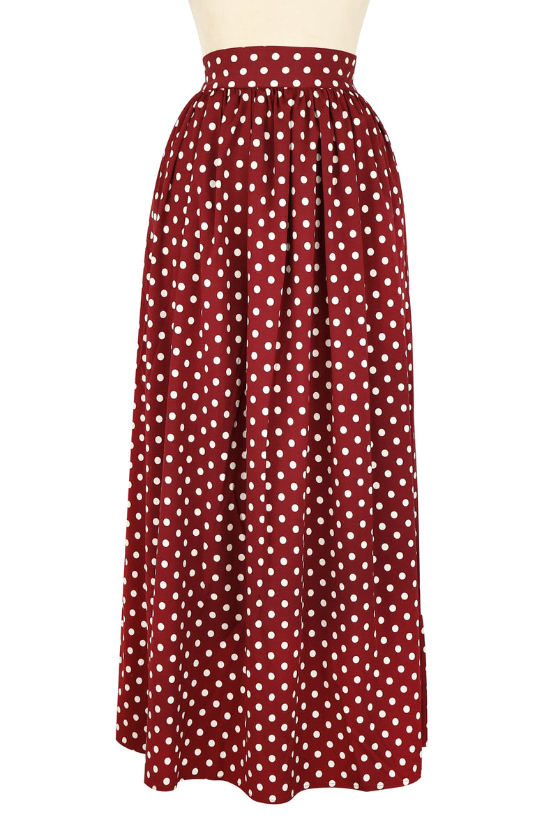 Midi Gathered Skirt - Dubonnet Dots