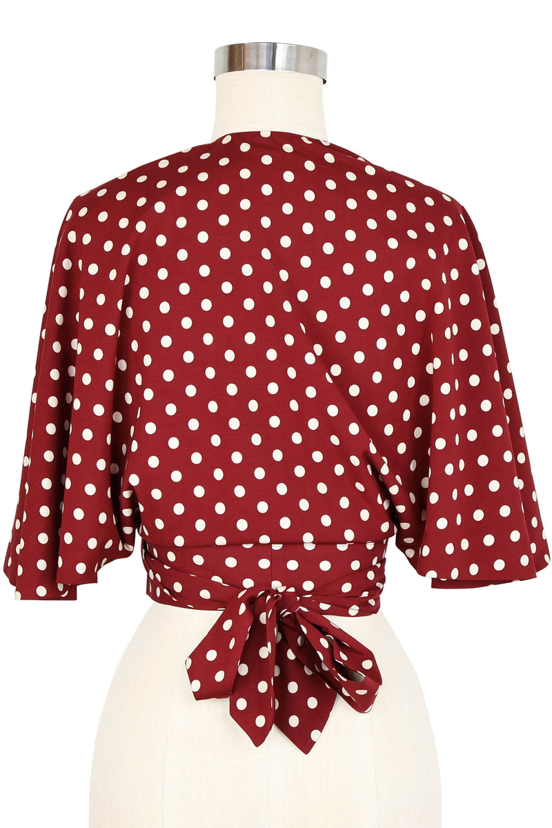 30s Wrap Top - Dubonnet Dots