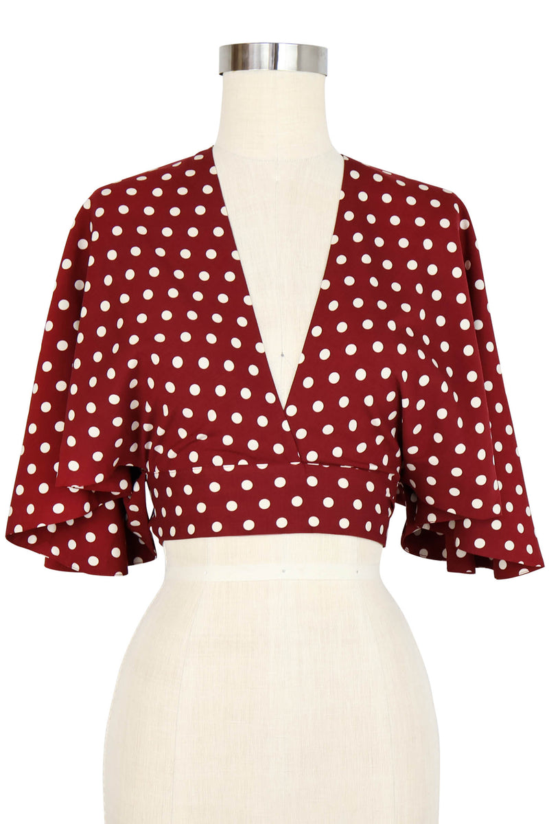 30s Wrap Top - Dubonnet Dots