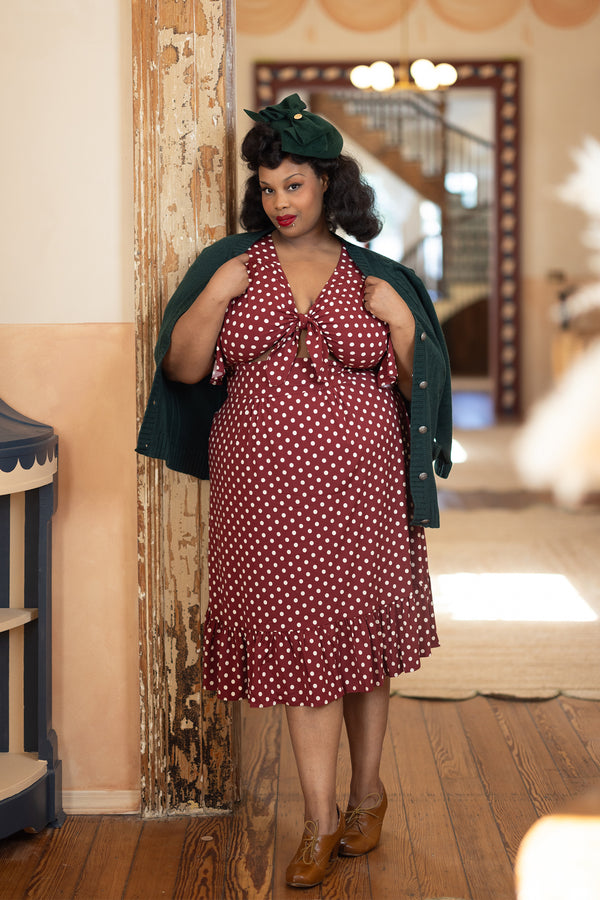 Mai Tie Dress - Dubonnet Dots