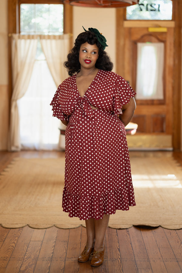 Mai Tie Dress - Dubonnet Dots