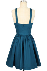 Annette Mini Dress - Deep Teal Stretch Cotton