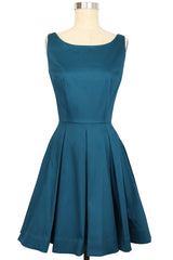 Audrey Mini Dress - Deep Teal Stretch Cotton