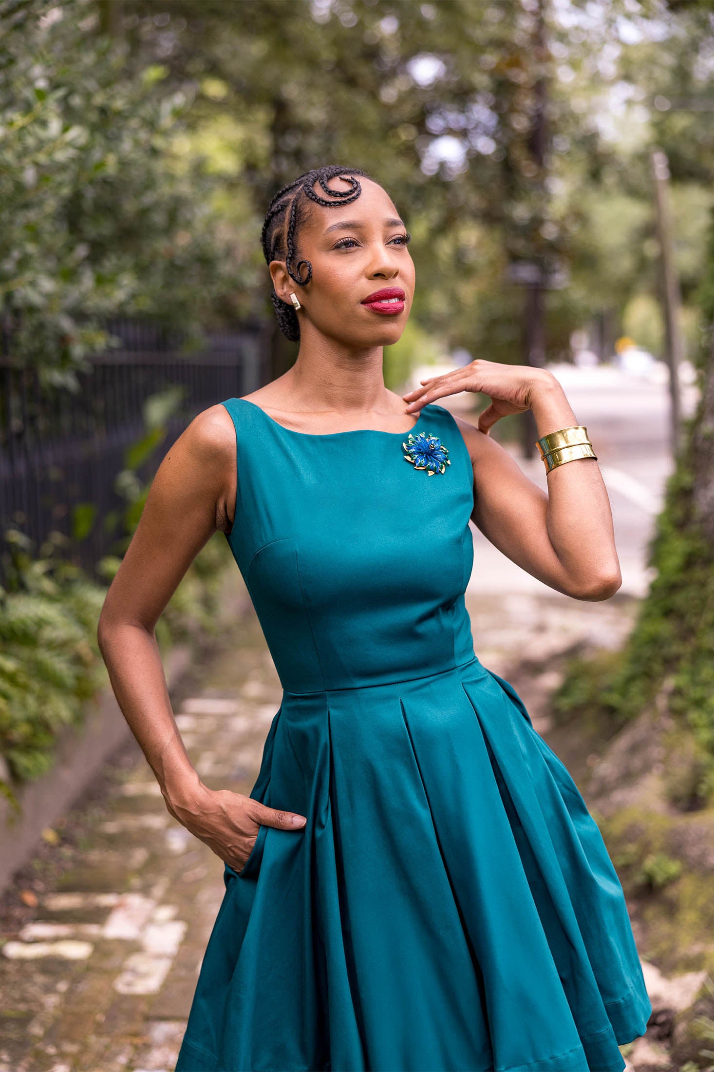Audrey Mini Dress - Deep Teal Stretch Cotton