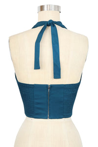 Dottie Blouse- Deep Teal Stretch Cotton