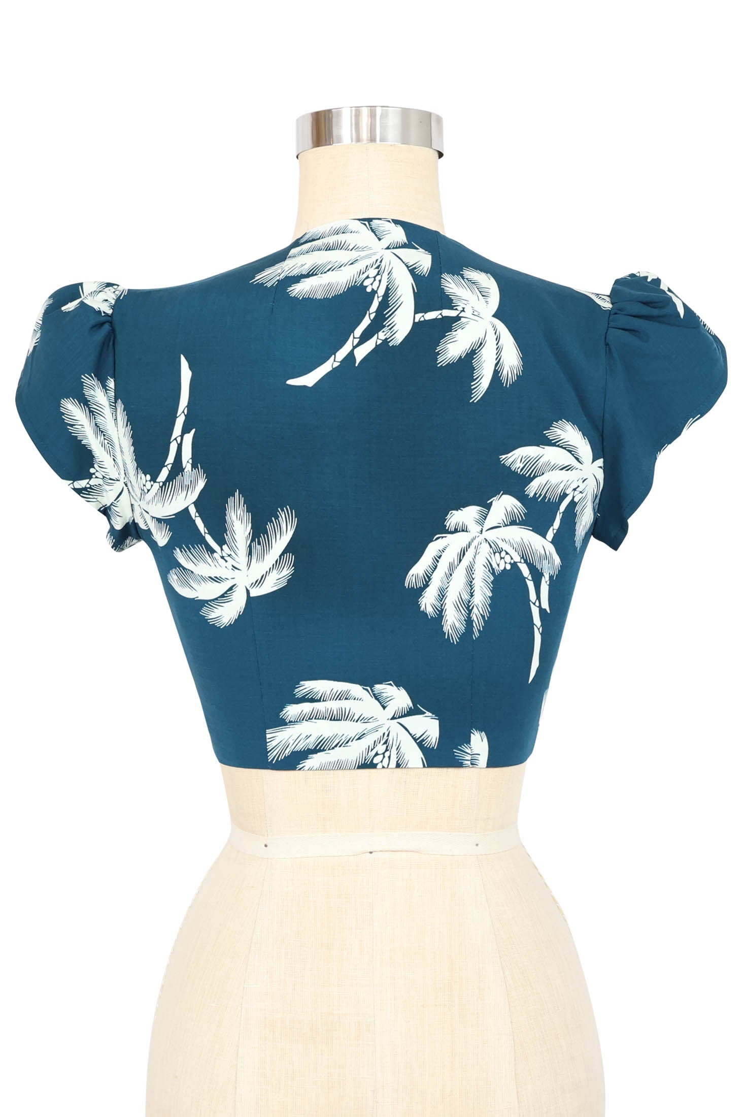 Alexa Petal Tie Top - Deep Teal Tropics