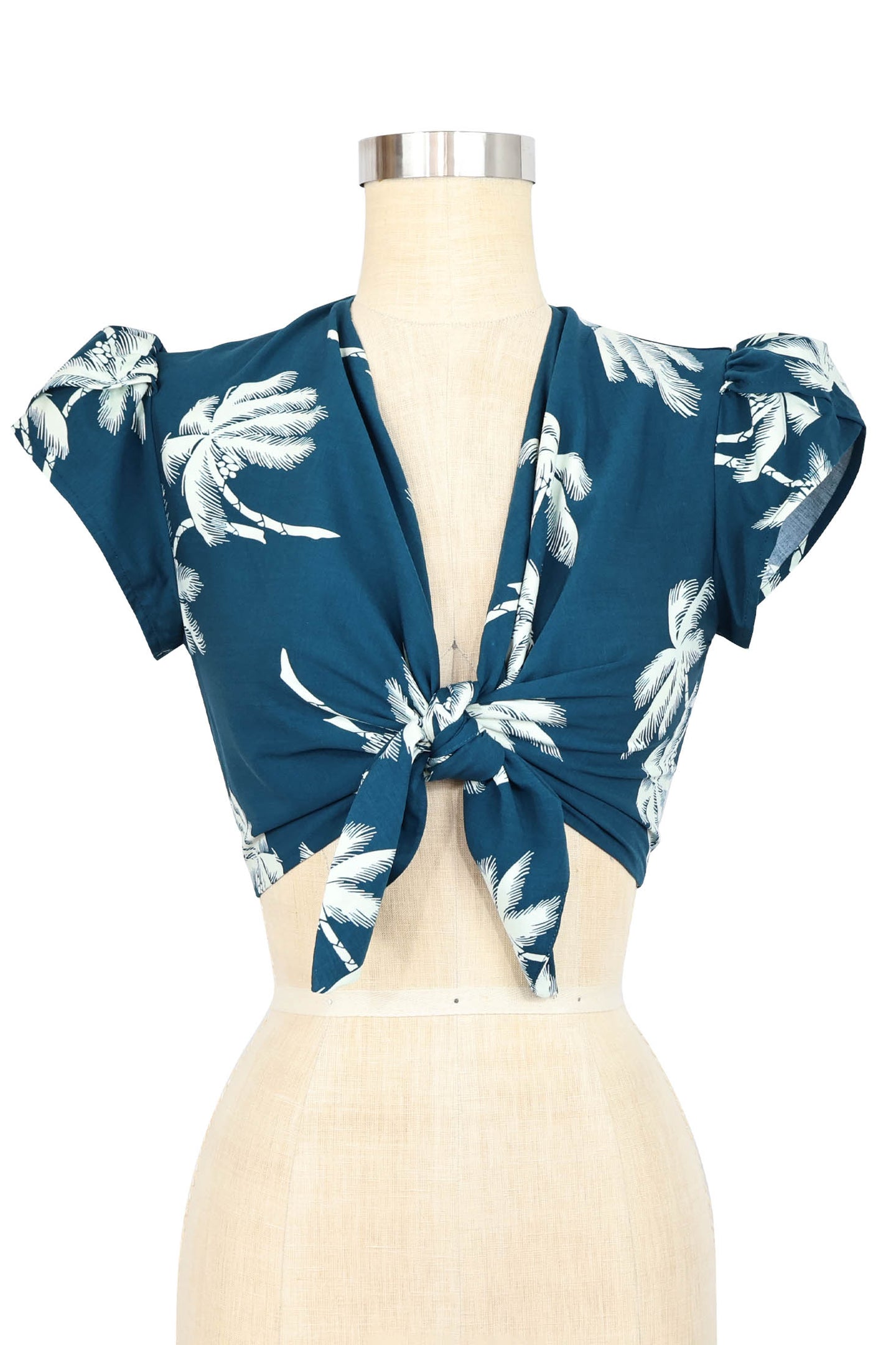 Alexa Petal Tie Top - Deep Teal Tropics