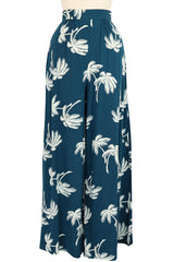 Belle Pants - Deep Teal Tropics