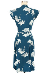 Zip Front Day Dress - Deep Teal Tropics