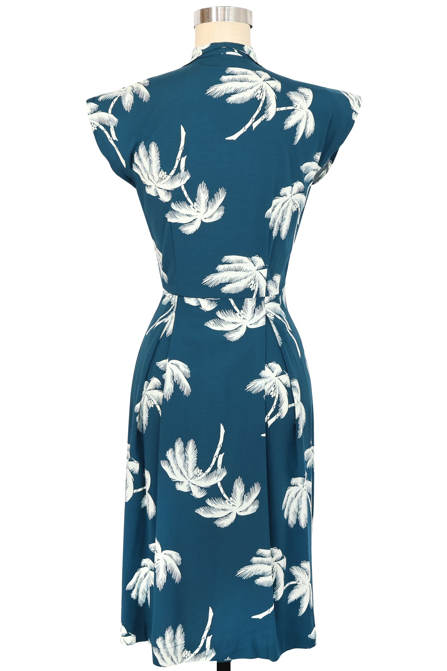 Zip Front Day Dress - Deep Teal Tropics