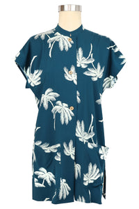 Teatimer Blouse - Deep Teal Tropics