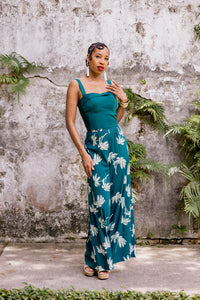 Belle Pants - Deep Teal Tropics
