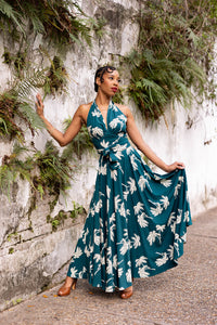 Helena Dress - Deep Teal Tropics