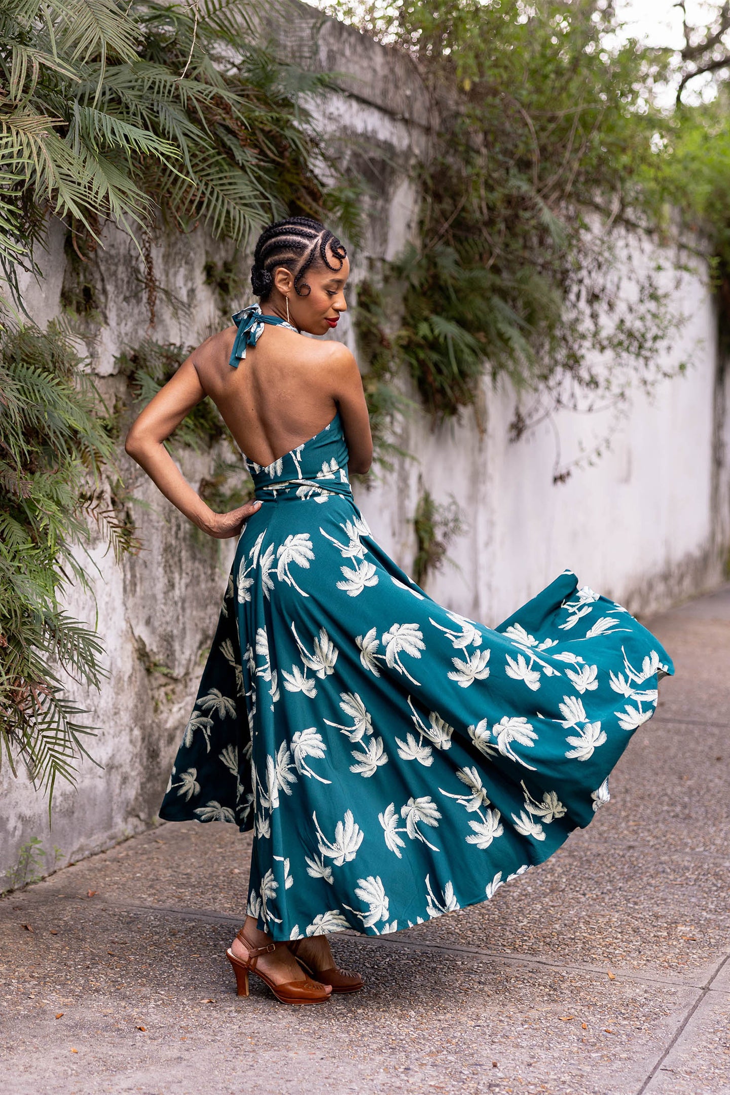 Helena Dress - Deep Teal Tropics