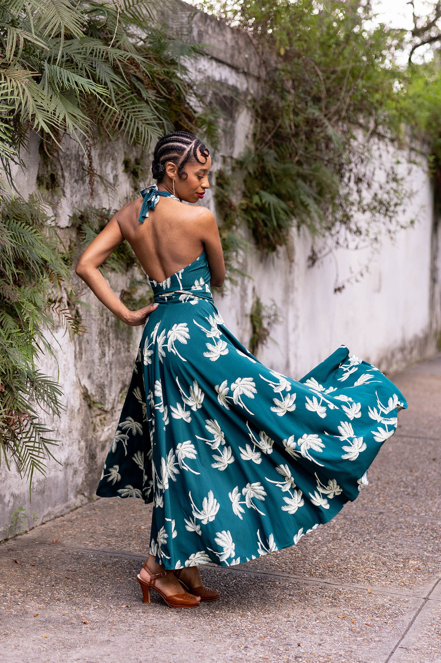 Helena Dress - Deep Teal Tropics