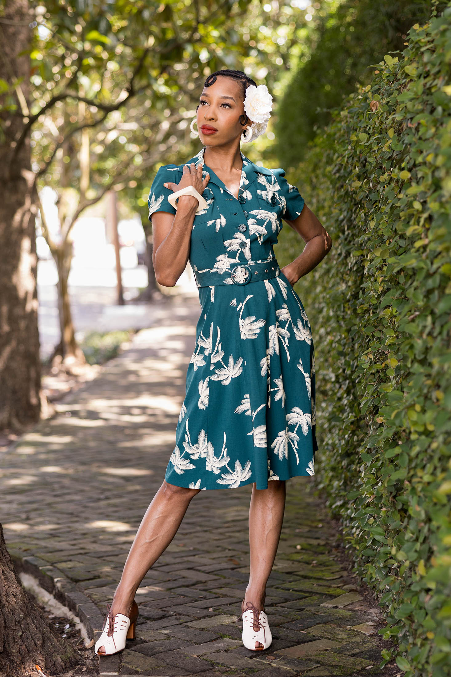 Sweetie Dress - Deep Teal Tropics