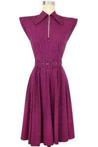 Zip Front Lucky Day Dress - Eggplant