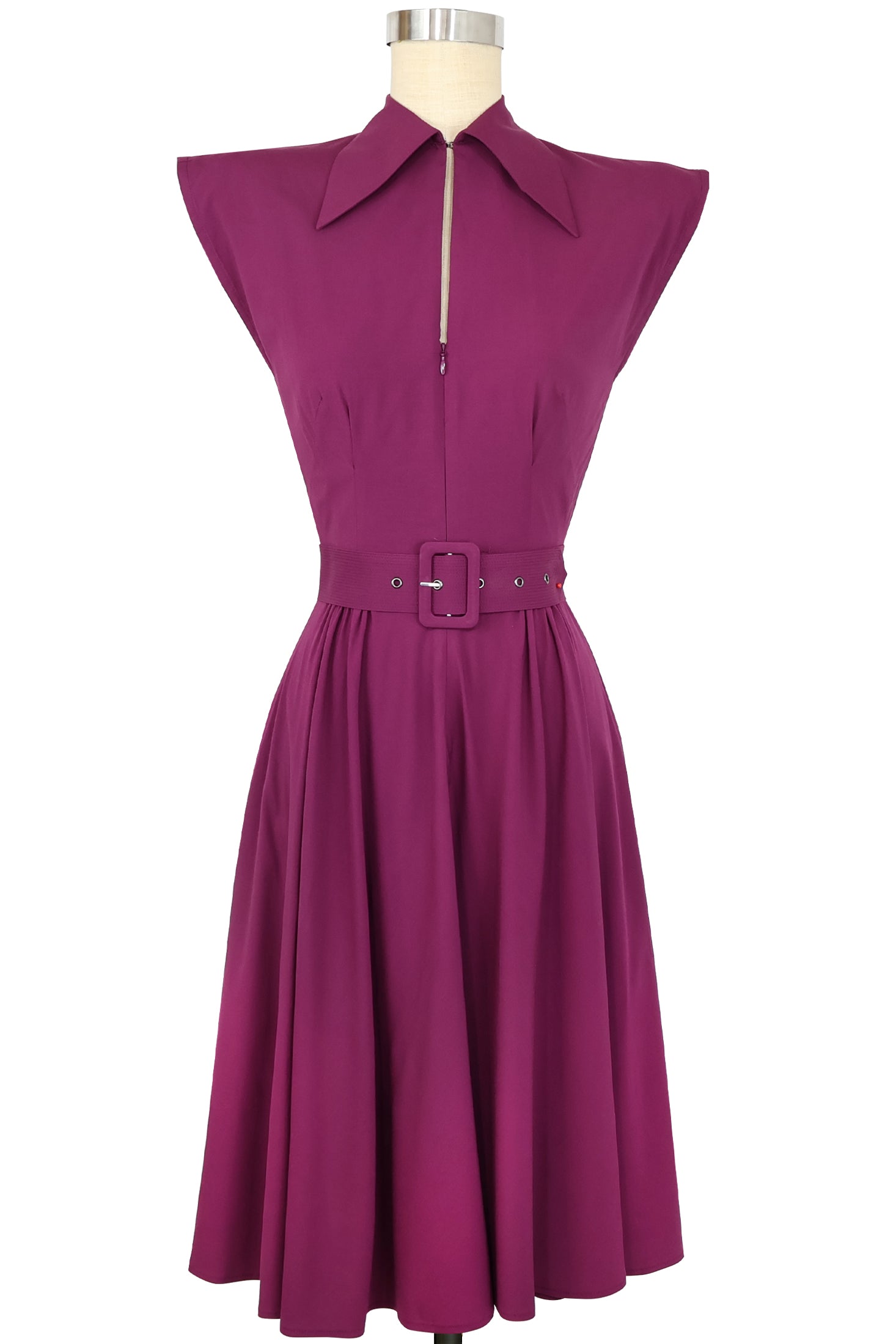 Zip Front Lucky Day Dress - Eggplant