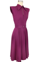 Zip Front Lucky Day Dress - Eggplant