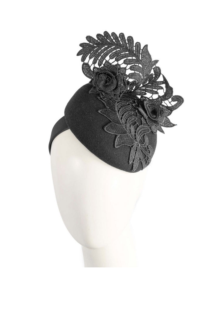 Cupid's Millinery Elegant Pillbox Fascinator with Lace Details