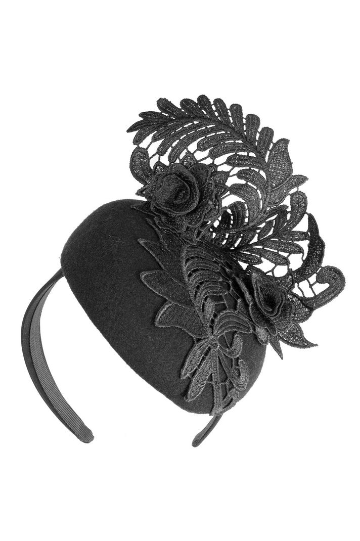Cupid's Millinery Elegant Pillbox Fascinator with Lace Details