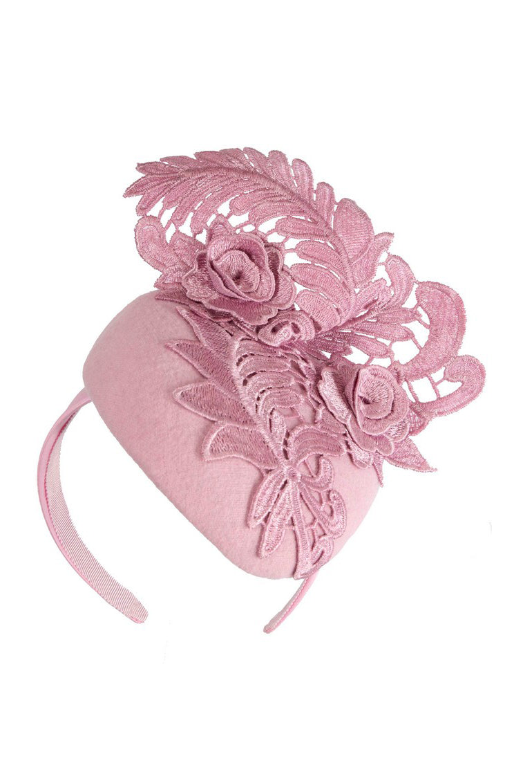 Cupid's Millinery Elegant Pillbox Fascinator with Lace Details