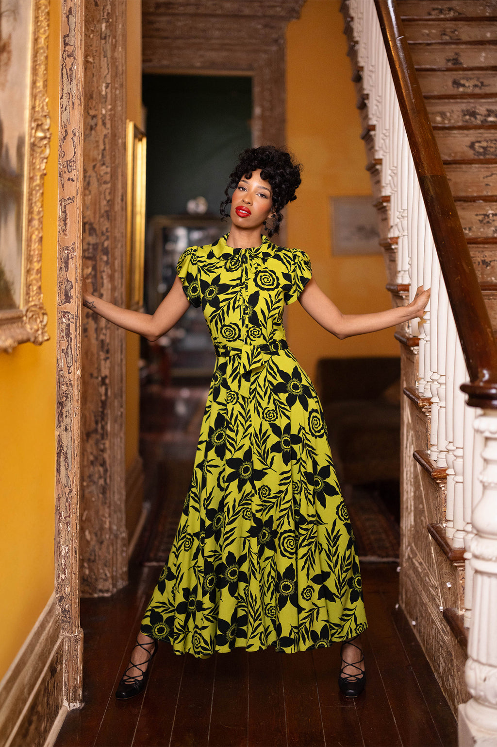 30s Dressing Gown - Fantastical Chartreuse