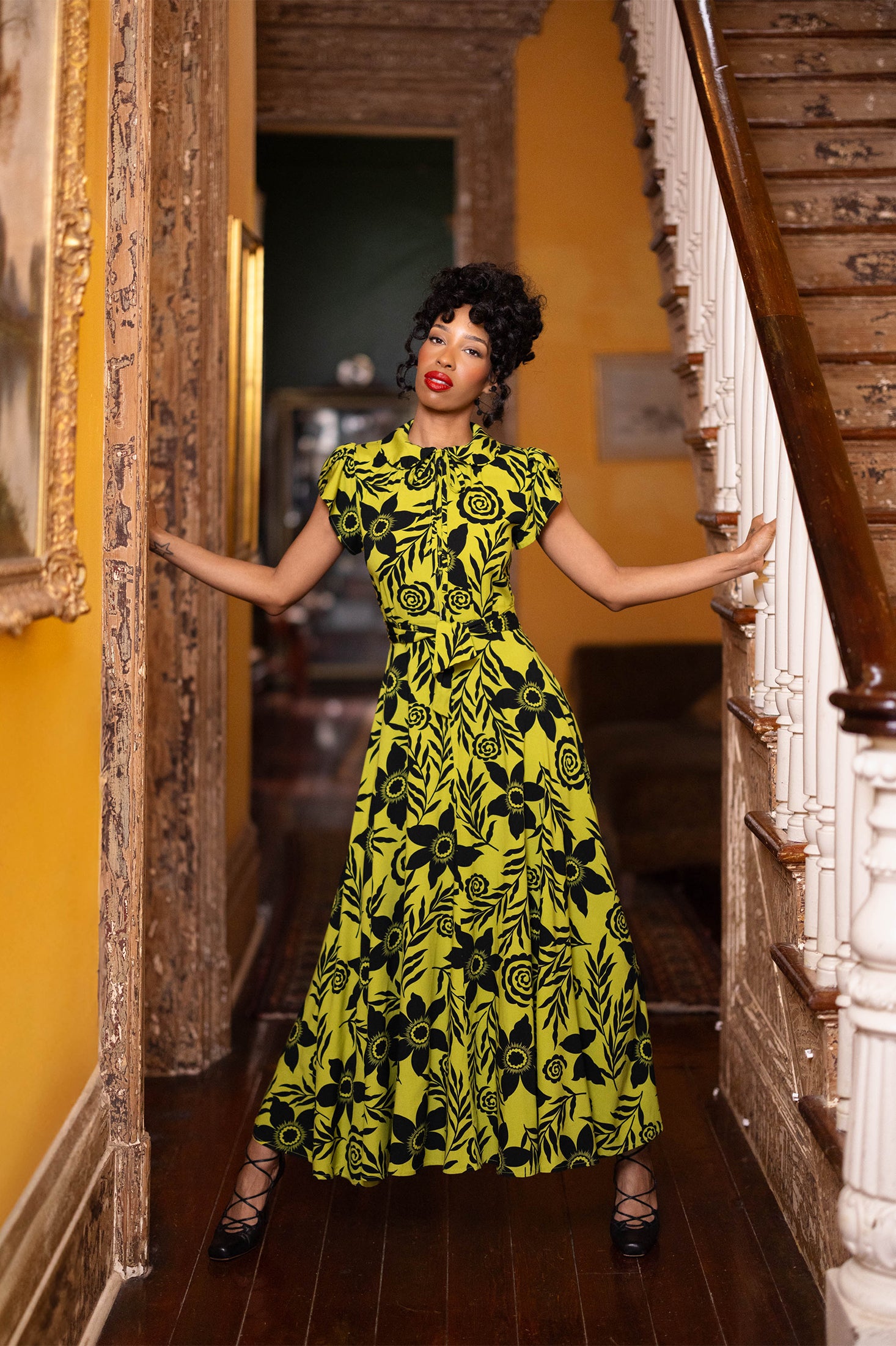 30s Dressing Gown - Fantastical Chartreuse