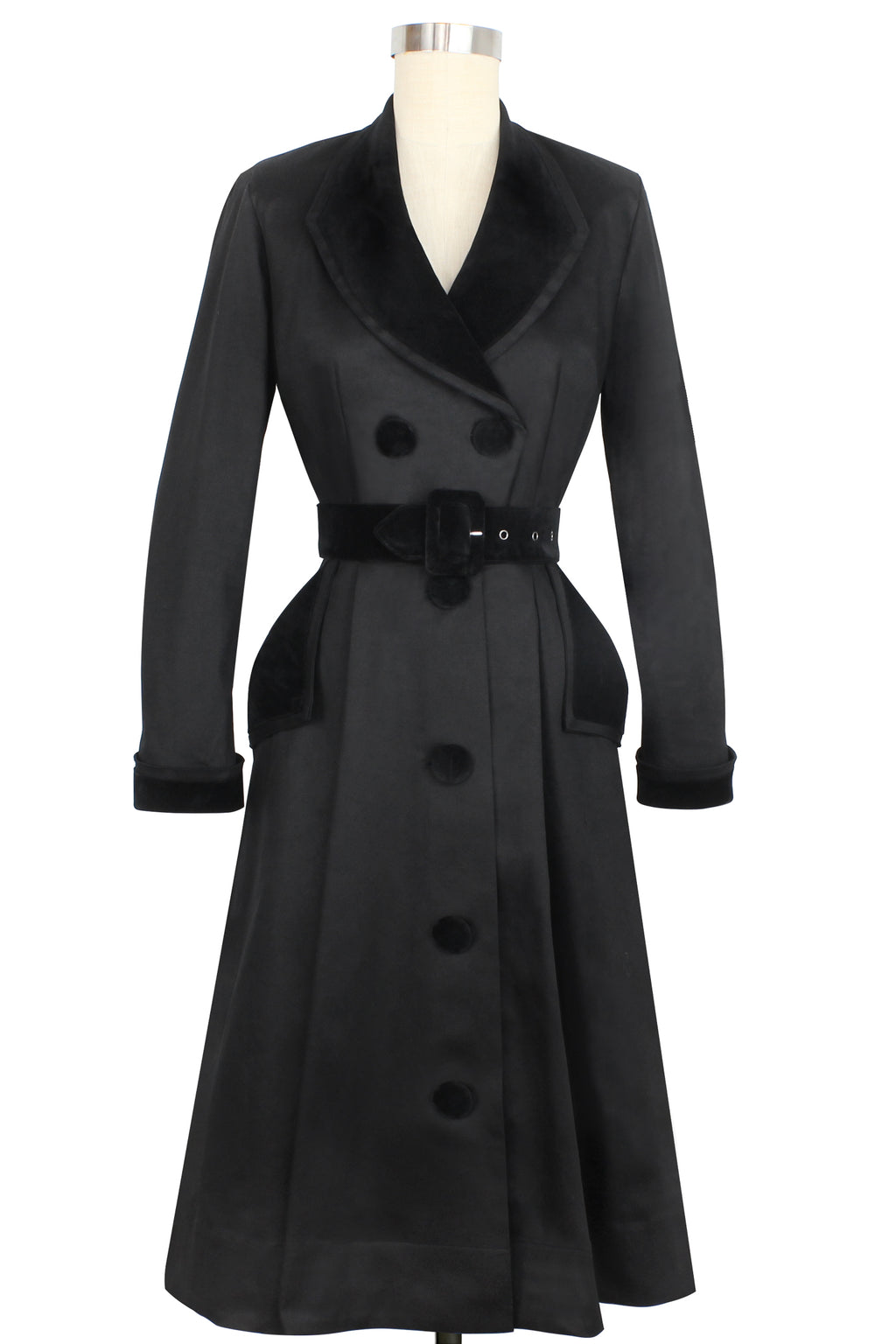 blue dress for baby girl SPRWMN Black Leather Trench Coat