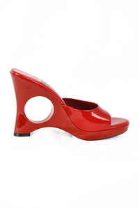 Jeffery Campbell Stay Cool Cut out Wedge Sandle - Red Patent