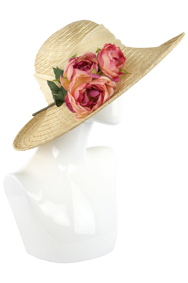 Jeanne Simmons Straw Hat with Roses