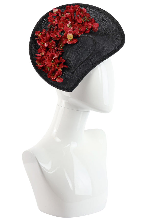 Cupid's Millinery Sinamay Fascinator with Flower Spray