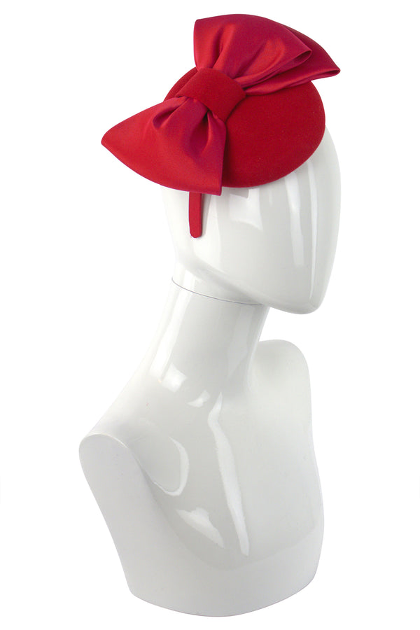 Cupid's Millinery Round Felt Fascinator with Bow
