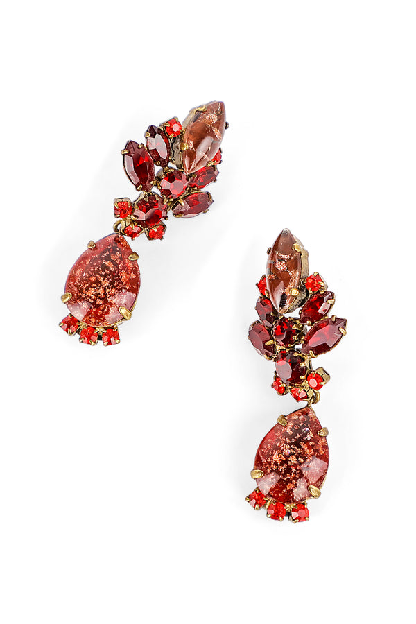 De Luxe Crown Jewel Earrings -Ruby