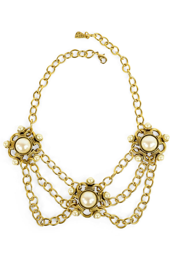 Yochi Pearl Gold Chain Necklace
