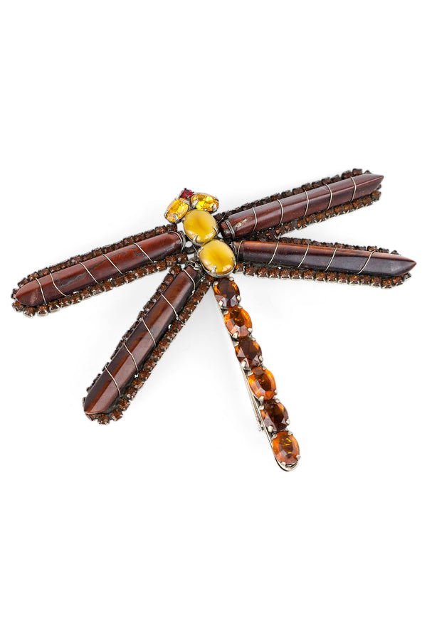 De Luxe Tigers Eye Dragonfly Brooch