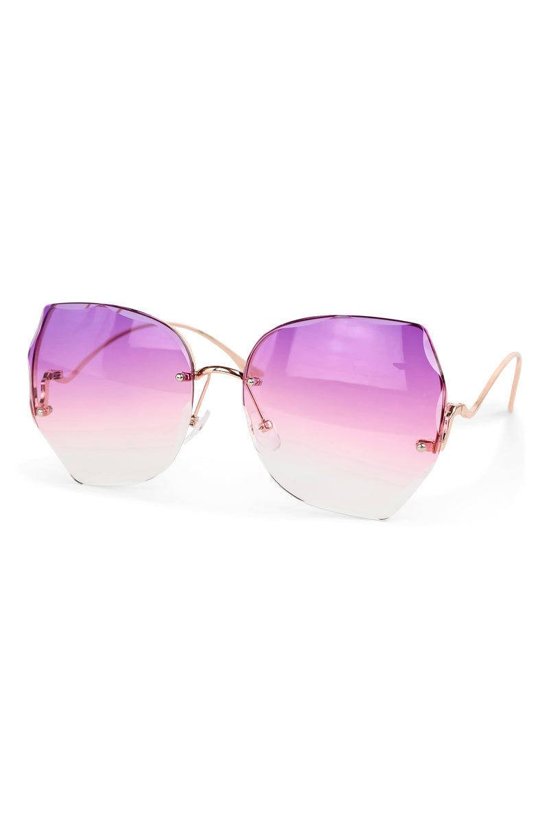 Wave Cut Rimless Gradient Sunglasses