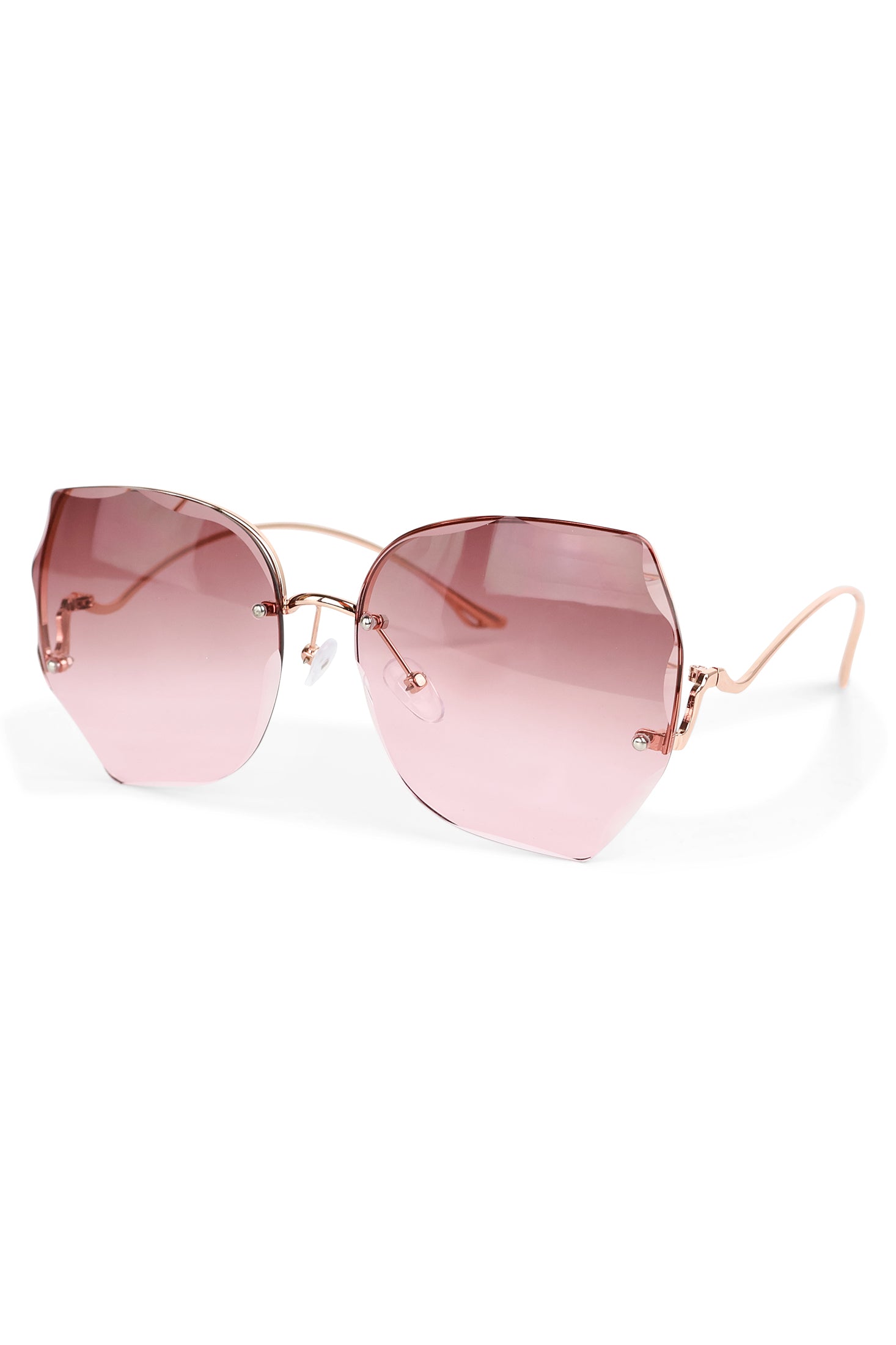 Wave Cut Rimless Gradient Sunglasses ##description##
