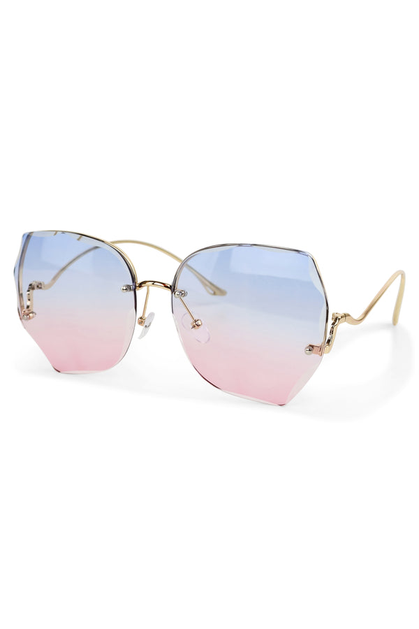 Wave Cut Rimless Gradient Sunglasses