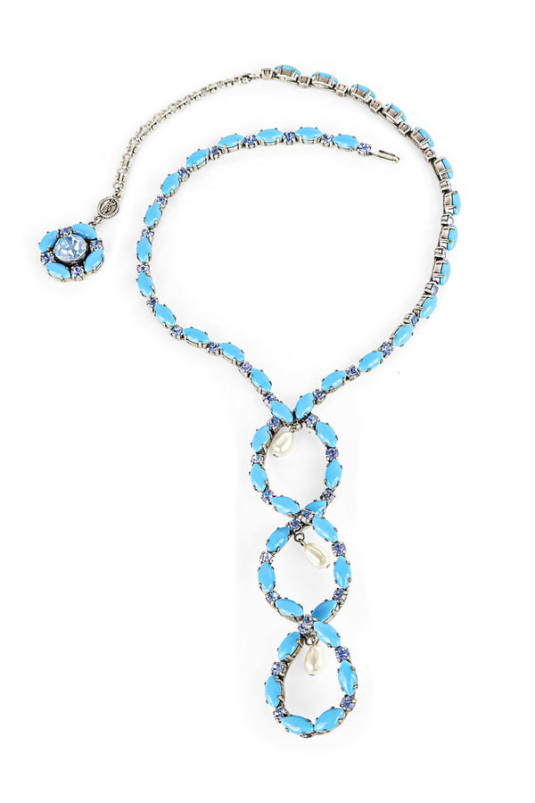 De Luxe Swirl Blue Necklace