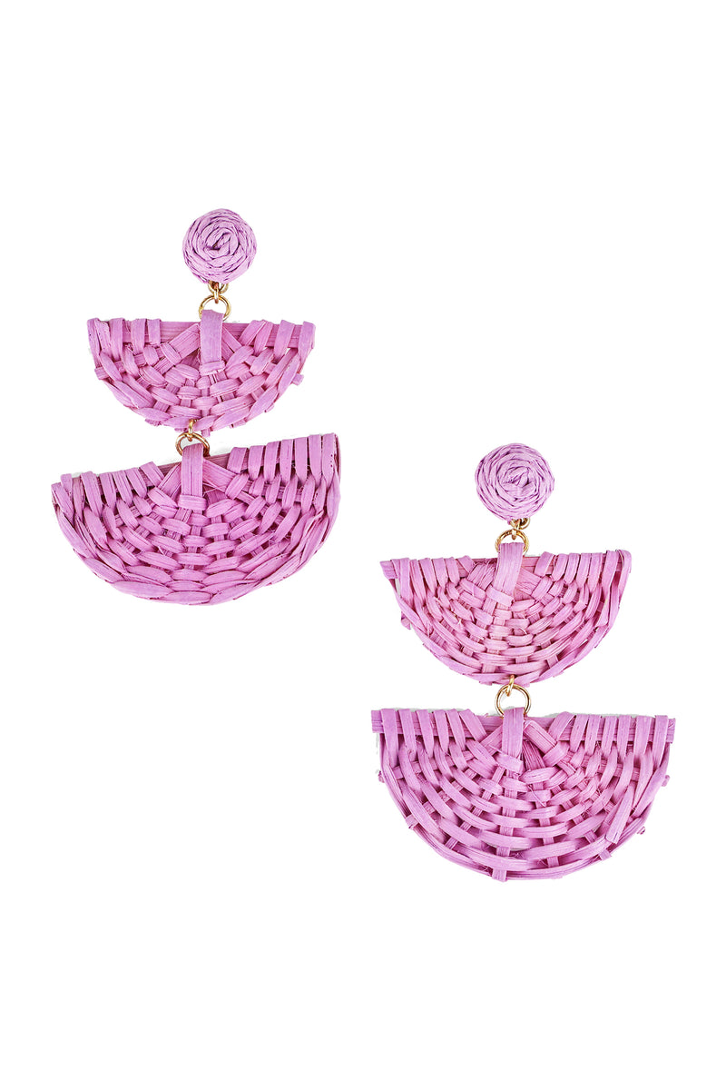 Linked Rattan Fan Drop Earrings