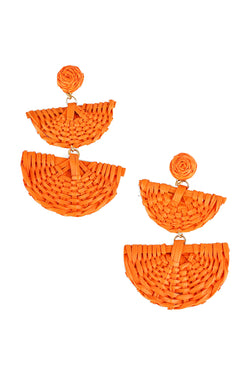 Linked Rattan Fan Drop Earrings