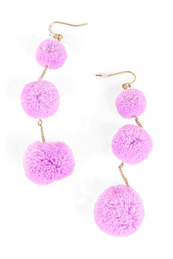 Linked 3 Size Pompom Earrings