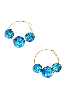 Metallic Sequin Ball Hoops