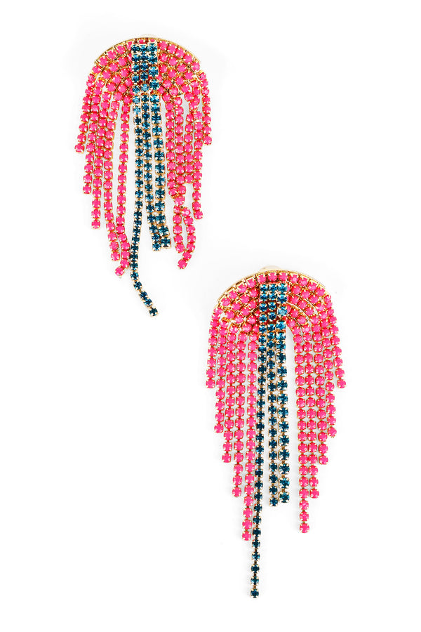 Pave Crystal Arch Fringe Earrings