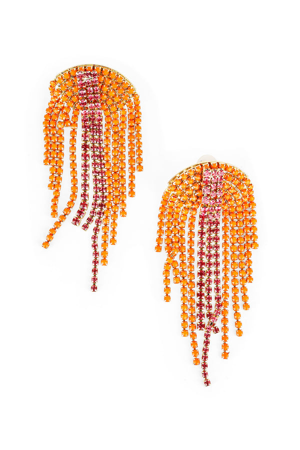 Pave Crystal Arch Fringe Earrings