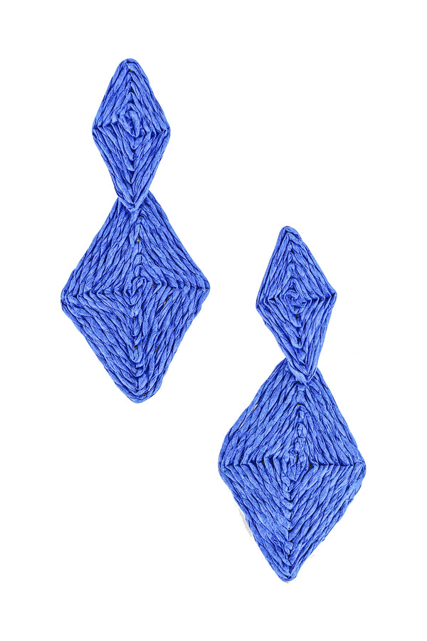 Linked Diamond Shape Raffia Earrings